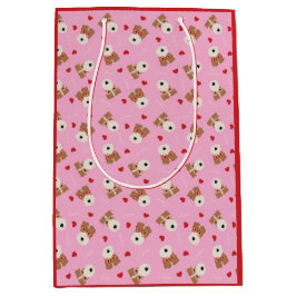 Wire Fox Terrier Hund Herz Brille Muster Pink Mittlere Geschenktüte