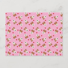 Wire Fox Terrier Hund Herz Brille Muster Pink Postkarte