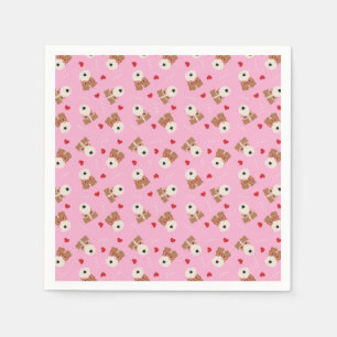 Wire Fox Terrier Hund Herz Brille Muster Pink Serviette