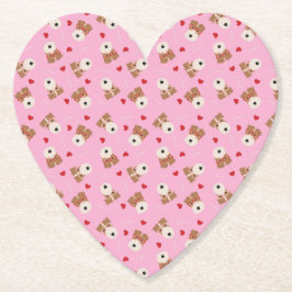 Wire Fox Terrier Hund Herz Brille Muster Pink Untersetzer