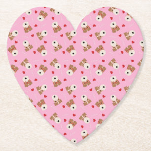 Wire Fox Terrier Hund Herz Brille Muster Pink Untersetzer