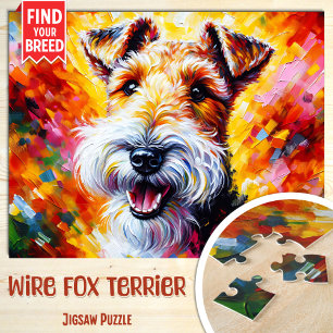 Wire Fox Terrier Hund Portrait Acryl Kunst Druck Puzzle