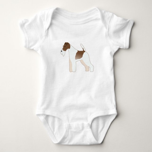 Wire Fox Terrier Hund Rasse Illustration Silhouett Baby Strampler (Vorderseite)