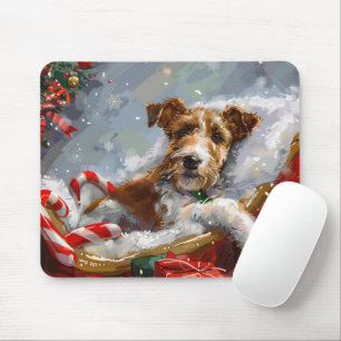 Wire Fox Terrier Hund Weihnachten Festlich  Mousepad