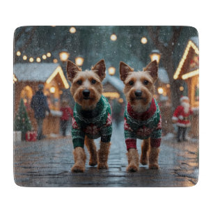 Wire Fox Terrier Hunde Weihnachten Schnee Feiertag Schneidebrett