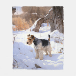 Wire Fox Terrier lässt es Weihnachten schnee Fleecedecke