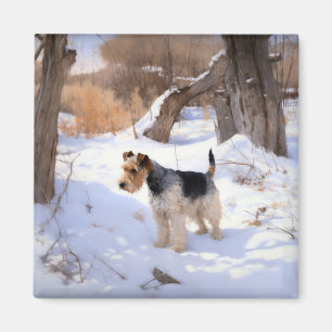 Wire Fox Terrier lässt es Weihnachten schnee Magnet