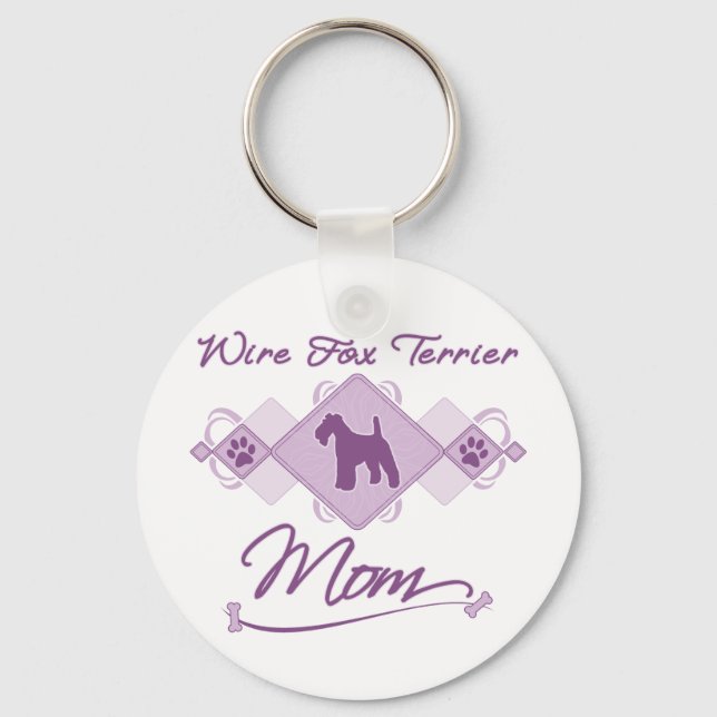 Wire Fox Terrier Mama Schlüsselanhänger (Vorderseite)