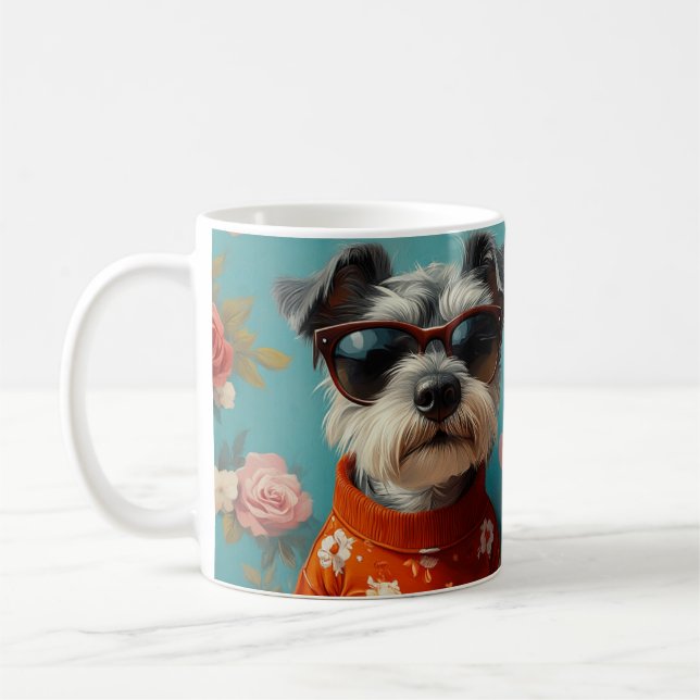 Wire Fox Terrier mit Herz-Rose Valentinstag Kaffeetasse (Links)
