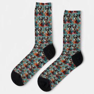 Wire Fox Terrier mit Herz Rosen Valentinstag Socken
