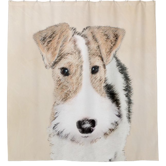 Wire Fox Terrier Painting - Niedliche Original Dog Duschvorhang (Vorderseite)