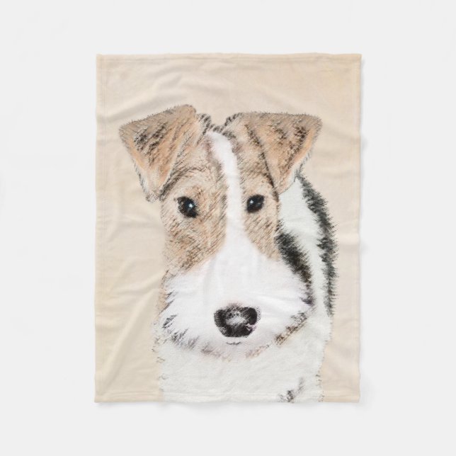 Wire Fox Terrier Painting - Niedliche Original Dog Fleecedecke (Vorderseite)