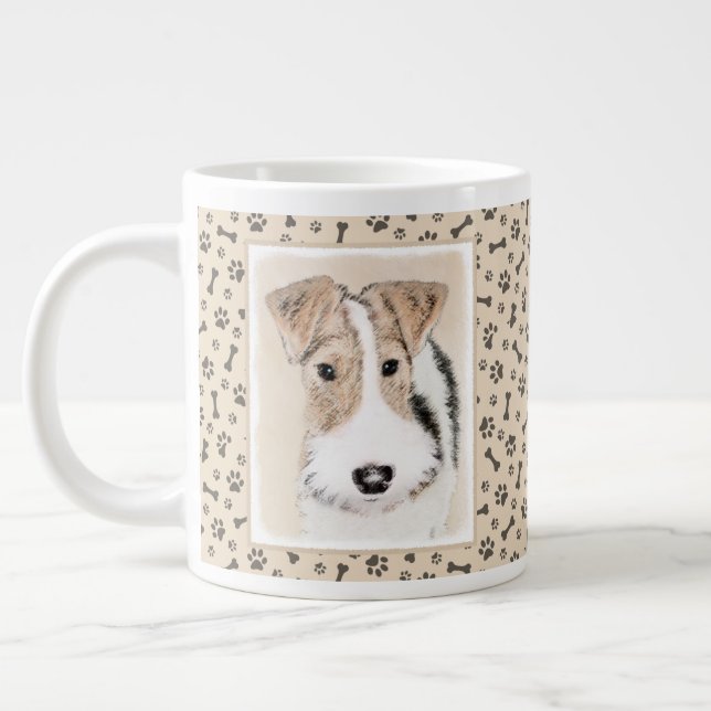 Wire Fox Terrier Painting - Niedliche Original Dog Jumbo-Tasse (Links)
