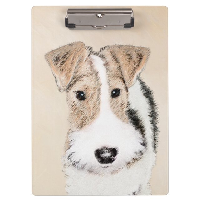 Wire Fox Terrier Painting - Niedliche Original Dog Klemmbrett (Vorderseite)
