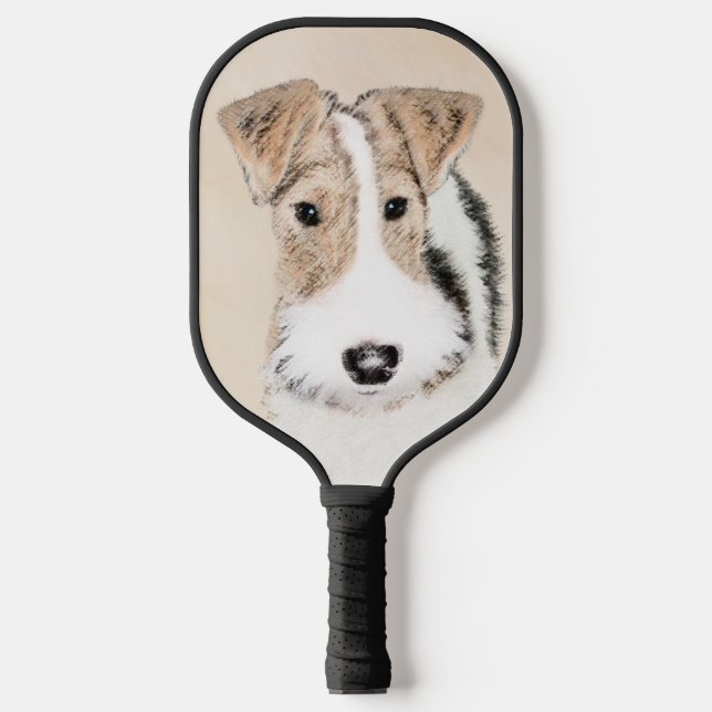 Wire Fox Terrier Painting - Niedliche Original Dog Pickleball Schläger (Vorderseite)