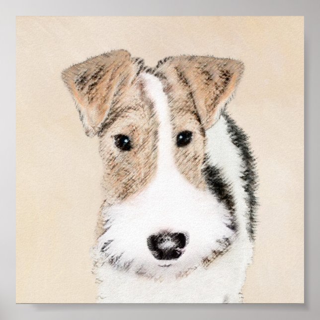 Wire Fox Terrier Painting - Niedliche Original Dog Poster (Vorne)
