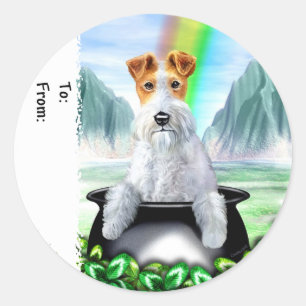 Wire Fox Terrier Pot O Gold Runder Aufkleber