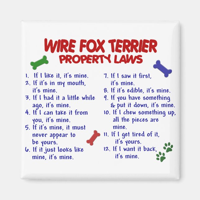WIRE FOX TERRIER Property Laws 2 Magnet (Vorne)
