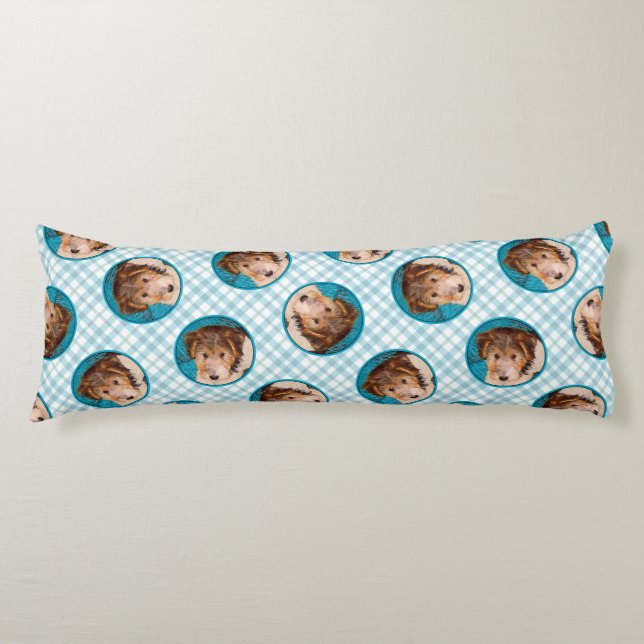 Wire Fox Terrier Puppy Malerei Tricolor Dog Art Seitenschläferkissen (Vorderseite)