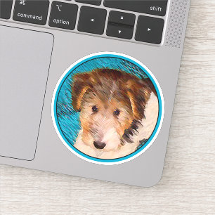 Wire Fox Terrier Puppy Painting - Original Dog Art Aufkleber