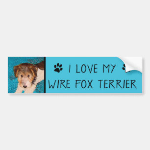 Wire Fox Terrier Puppy Painting - Original Dog Art Autoaufkleber