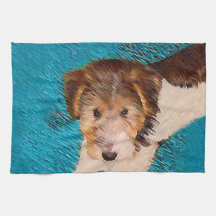 Wire Fox Terrier Puppy Painting - Original Dog Art Geschirrtuch