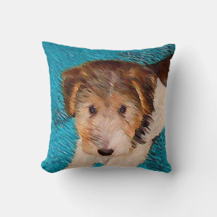 Wire Fox Terrier Puppy Painting - Original Dog Art Kissen