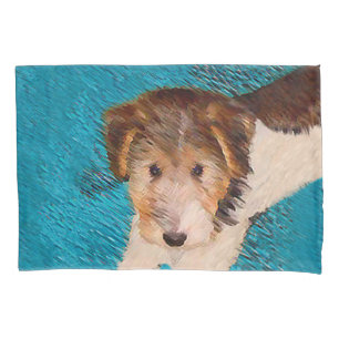Wire Fox Terrier Puppy Painting - Original Dog Art Kissenbezug