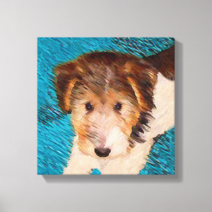 Wire Fox Terrier Puppy Painting - Original Dog Art Leinwanddruck