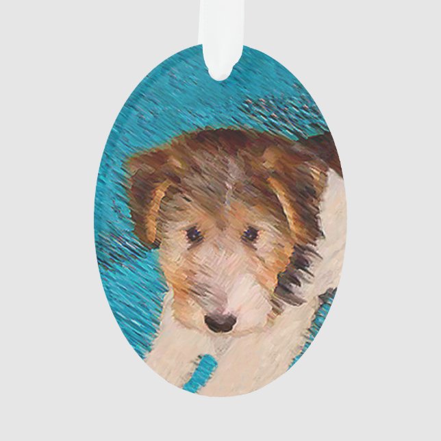 Wire Fox Terrier Puppy Painting - Original Dog Art Ornament (Rückseite)