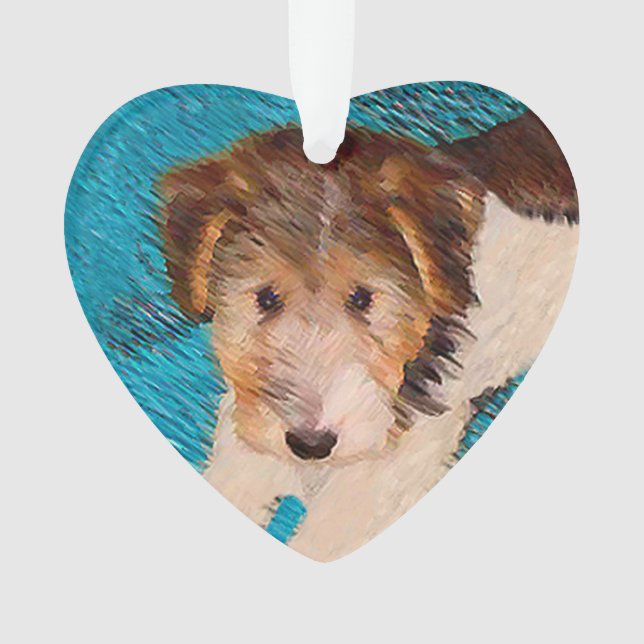 Wire Fox Terrier Puppy Painting - Original Dog Art Ornament (Vorderseite)
