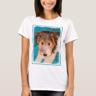Wire Fox Terrier Puppy Painting - Original Dog Art T-Shirt