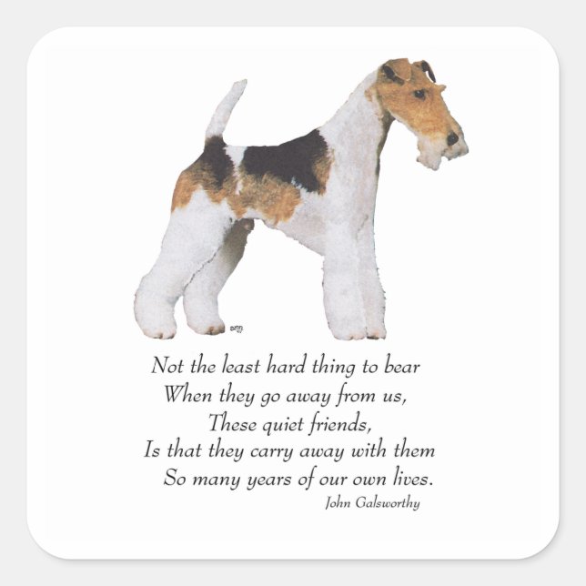 Wire Fox Terrier Rainbow Bridge Quadratischer Aufkleber (Vorderseite)