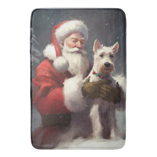 Wire Fox Terrier Santa Claus Weihnachten Badematte