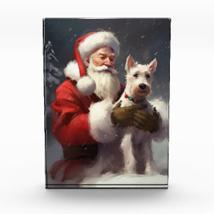 Wire Fox Terrier Santa Claus Weihnachten Fotoblock