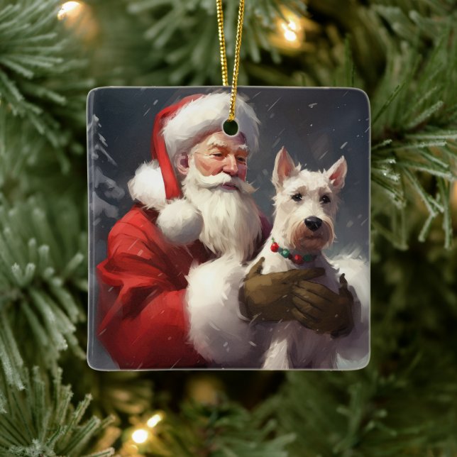 Wire Fox Terrier Santa Claus Weihnachten Keramikornament (Baum)