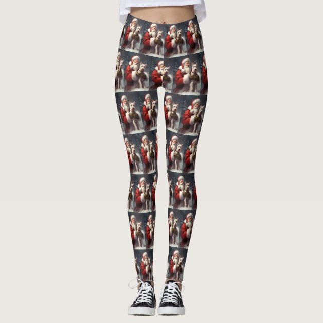 Wire Fox Terrier Santa Claus Weihnachten Leggings (Vorderseite)