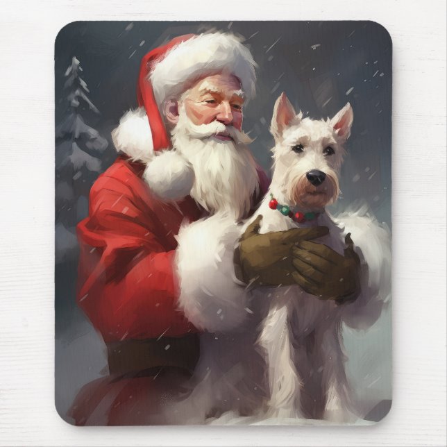 Wire Fox Terrier Santa Claus Weihnachten Mousepad (Vorne)