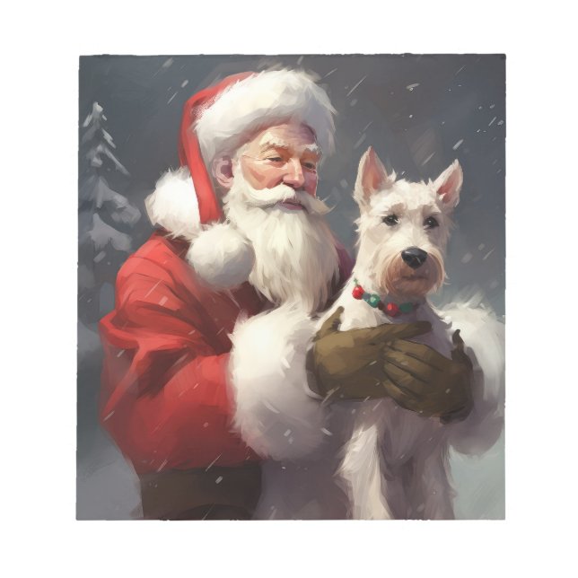 Wire Fox Terrier Santa Claus Weihnachten Notizblock (Vorderseite)