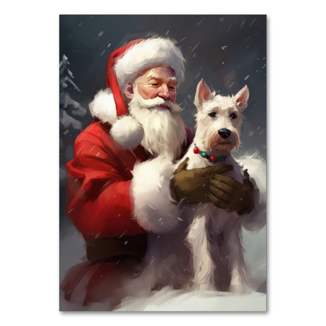 Wire Fox Terrier Santa Claus Weihnachten Tischnummer (Vorderseite)