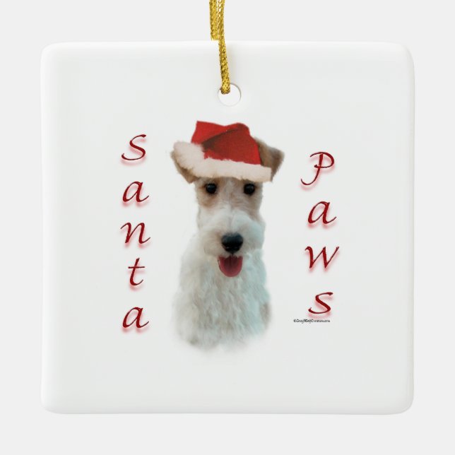 Wire Fox Terrier Santa Paws Keramikornament (Vorderseite)