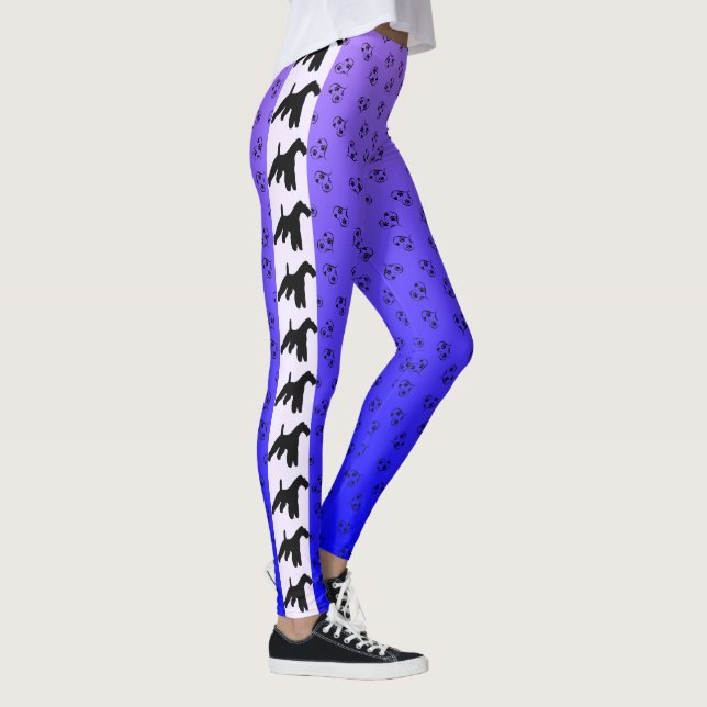 Wire Fox Terrier Silhouette Blue Lila Ombre Leggings (Rechts)