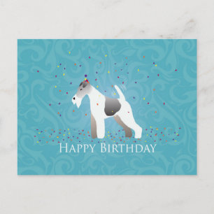 Wire Fox Terrier Silhouette Geburtstagsdesign Postkarte