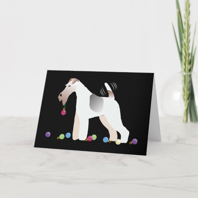 Wire Fox Terrier Silhouette Weihnachtsdesign Feiertagskarte (Vorderseite)