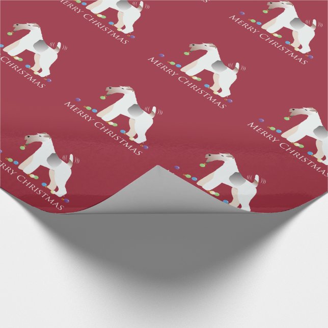 Wire Fox Terrier Silhouette Weihnachtsdesign Geschenkpapier (Ecke)