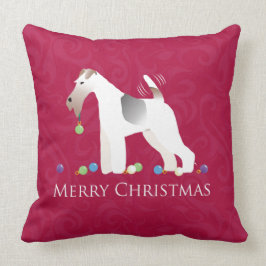 Wire Fox Terrier Silhouette Weihnachtsdesign Kissen