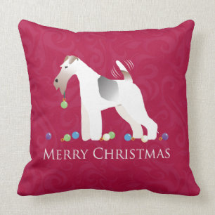Wire Fox Terrier Silhouette Weihnachtsdesign Kissen