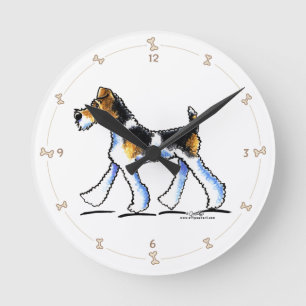 Wire Fox Terrier Trot Runde Wanduhr