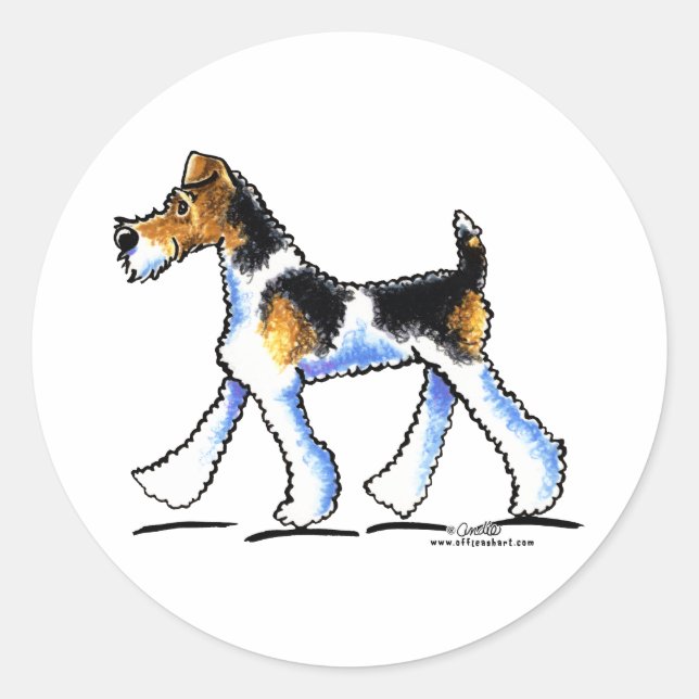 Wire Fox Terrier Trot Runder Aufkleber (Vorderseite)