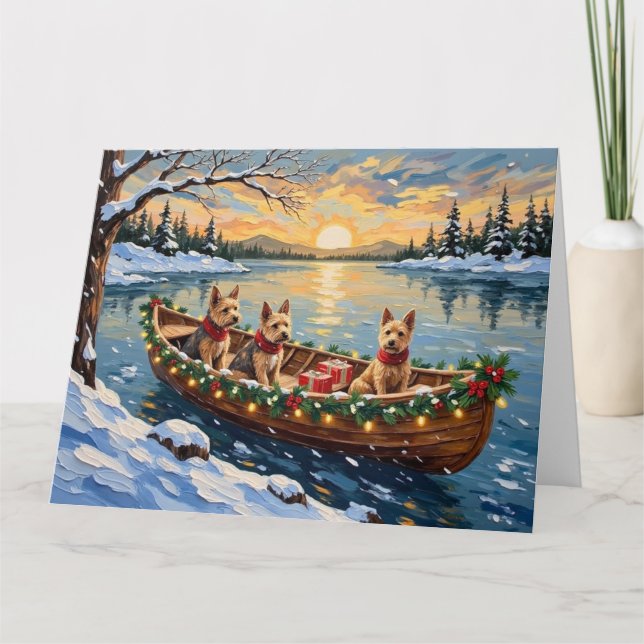 Wire Fox Terrier Weihnachtsboot Urlaub Karte (Vorderseite)